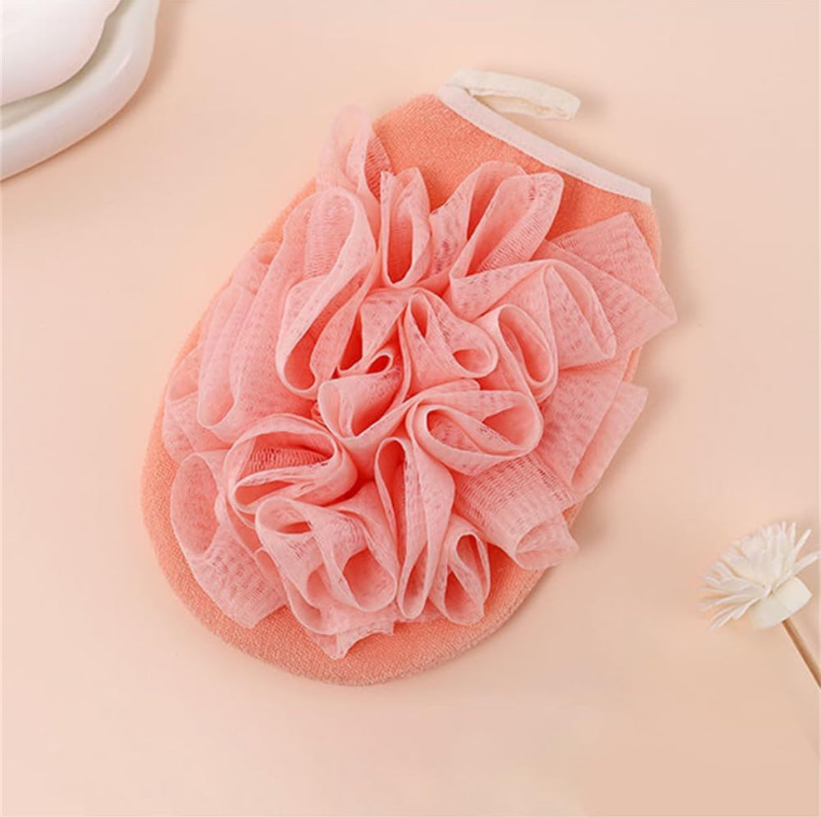 Sponge Loofah Bath Glove with Elastic Hand Strap